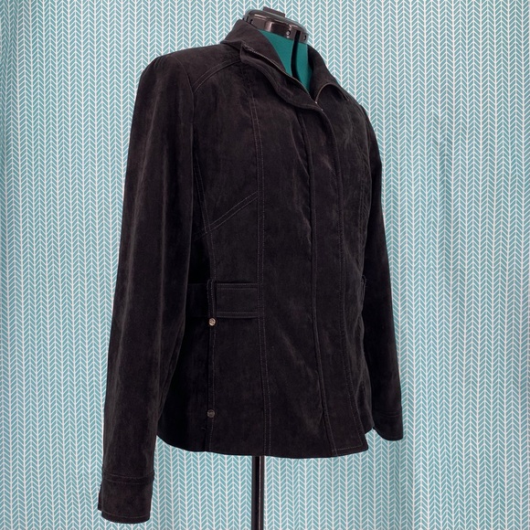 Click Collection Black Microsuede Zipper Closure Jacket, 12 - Picture 13 of 16